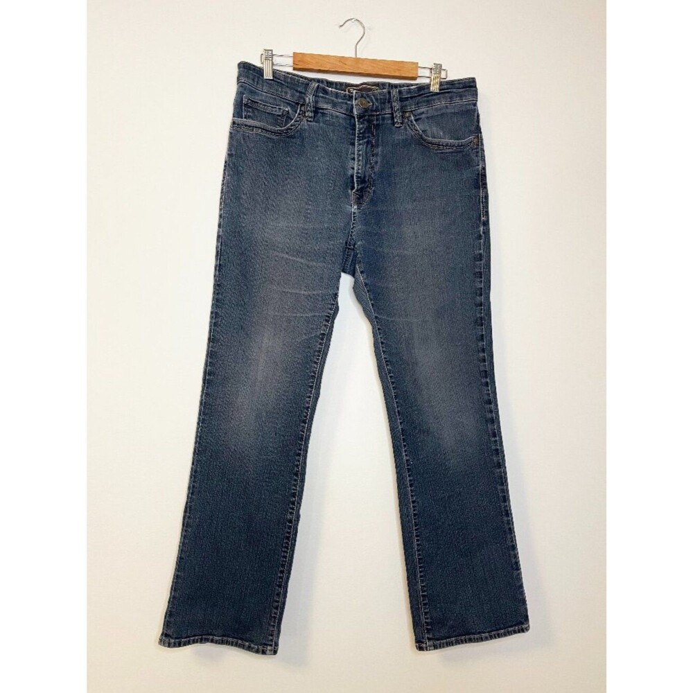34 Heritage Men's Stretch Straight Leg Jeans Blue Wash Size 36x30 Premium Denim